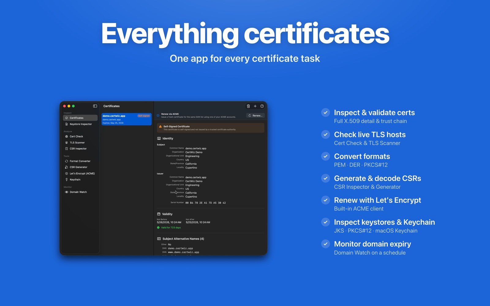 Everything certificates — one app for every certificate task